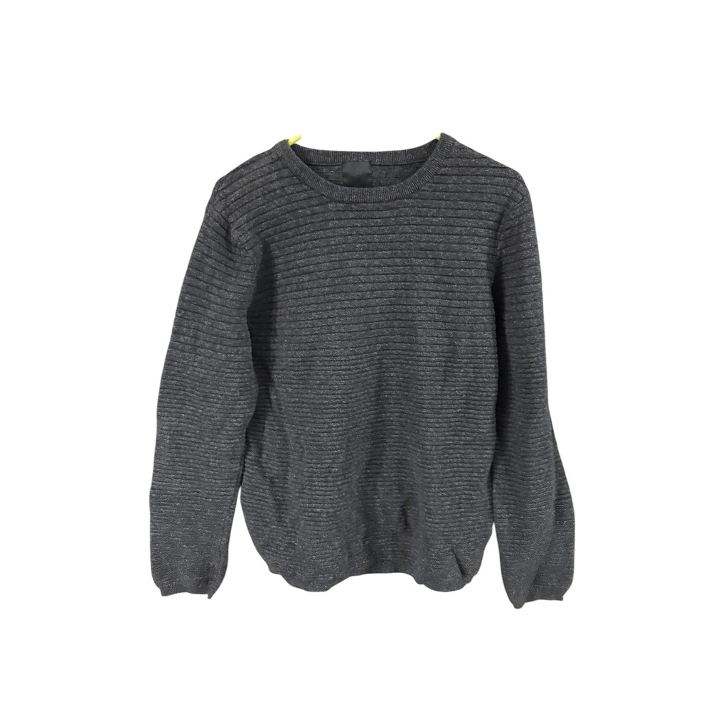 HM Mens Gray Ribbed Knit‎ Crewneck Sweater Size Medium Long Sleeve Pullover